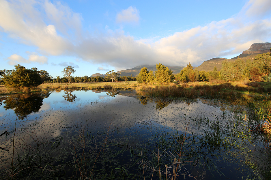 Duck Dinner Pond of Redman Bluff Wetlands at Grampians Paradise Camping and Caravan Parkland