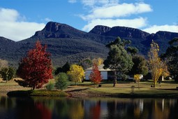 The view of Blue Lake, Grampians Paradise and Redman Bluff of the Grampians National Park in 1996