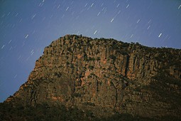 Redman Bluff, 3rd highest Mountain of the Grampians National Park, by moon light, under the stary sky taken from Redman Bluff Camping Ground
