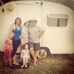 "Koala" our 1950's 3 berth vintage onsite caravan at Grampians Paradise camping and Caravan Parkland