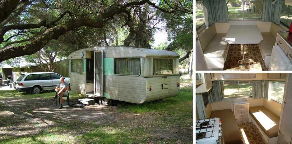 "Kookaburra" (C Van) our 1960's 4 berth Onsite Caravan at Grampians Paradise Camping and Caravan Parkland