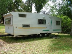 Our 1980's 6 berth reto onsite caravan at Grampians Paradise Camping and Caravan Parkland