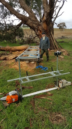 Aidan Banfield Milling Wind Fall Yellow Box Timber, ready for Traditional Timber Framed projects.