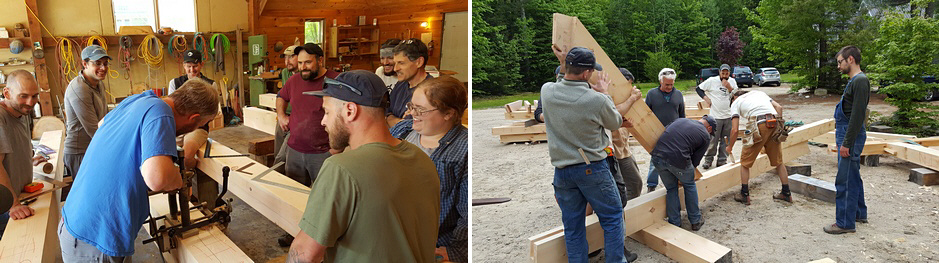 Learing to use the tools for cutting the joinery for traditional timber framing, and asembling the frame.