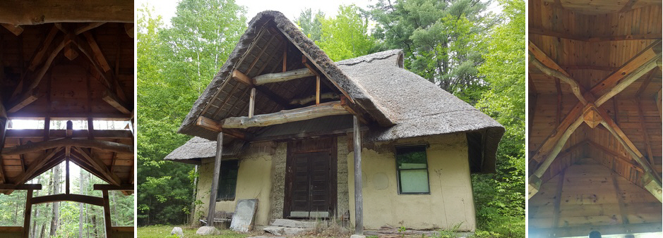 The Libarary and Bath House, two of the traditional timber framed buildings at Fox Maple School of Tradtional Timber Framping